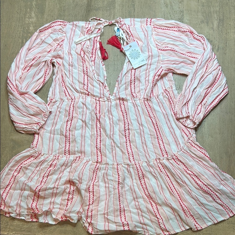 Blue Island White and Pink Swim Coverup